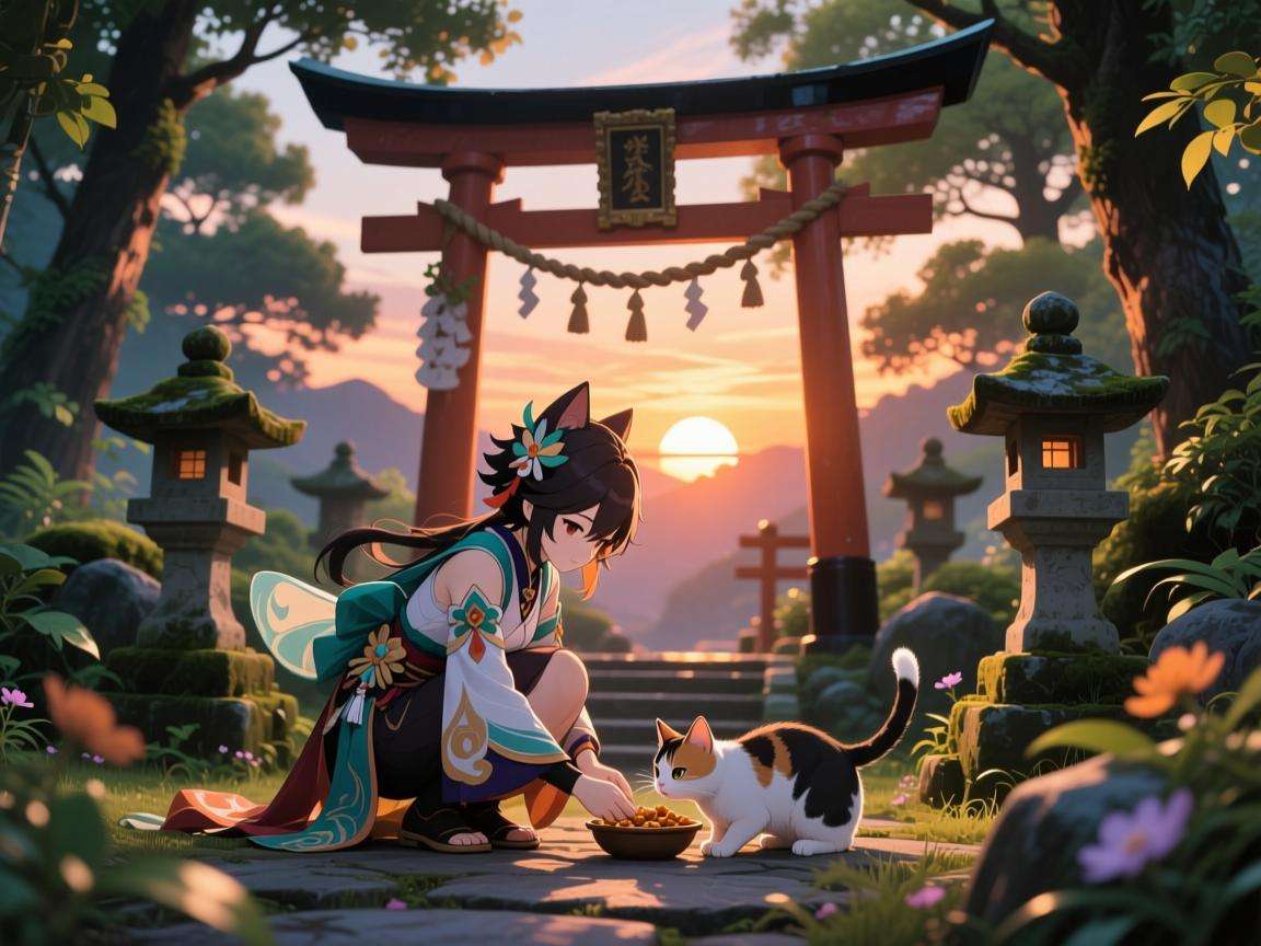 原神浅濑神社一直喂猫
