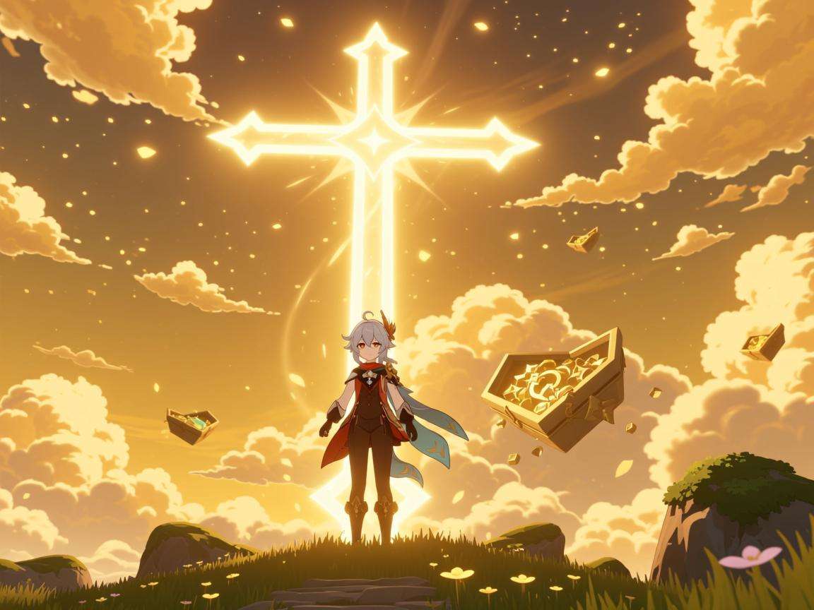圣光十字交织下，原神世界的奇幻冒险与神圣之旅